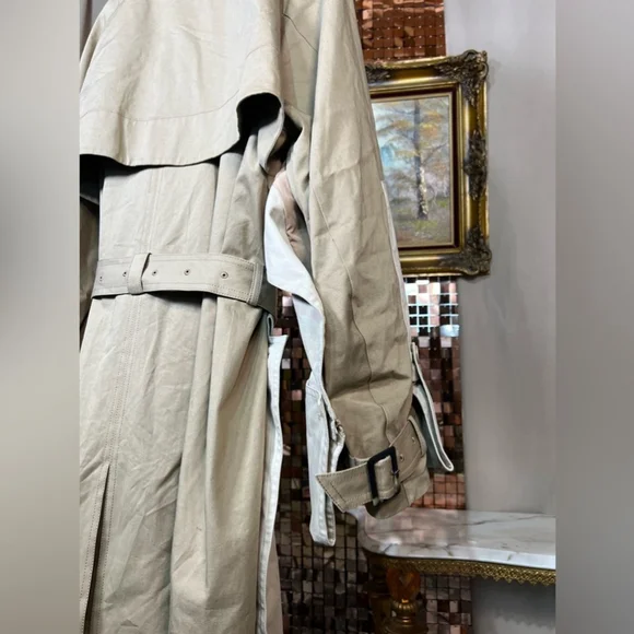 Feng Chen Wang Beige Double Layer Trench Coat Size M - Picture 3 of 10